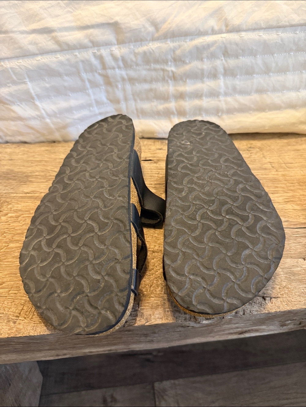 Birkenstock  Black Two-Strap Leather Slide Sandals Size 38 - Picture 5 of 5